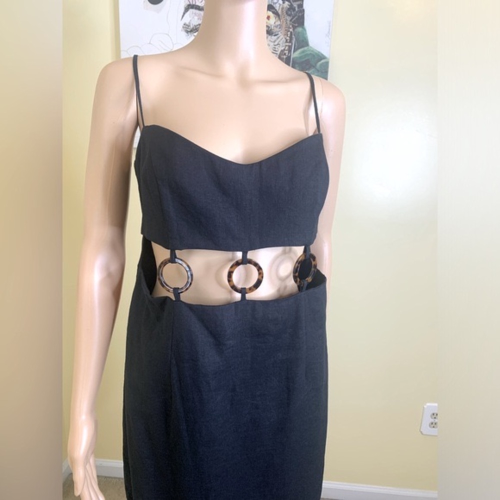💫HP‼️💫 NWT Revolve RUMER 100% Linen “Bridget” Ring Maxi in Black, Size Large - Picture 8 of 17